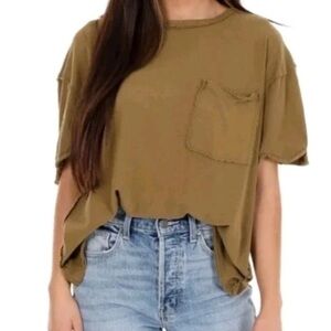 We The Free Olive Boxy Short Sleeve Pocket Tee